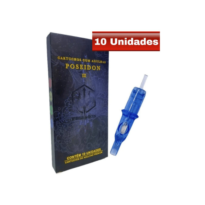 10 Cartucho Universal para Tatuagem Poseidon Traco ou Pintura
