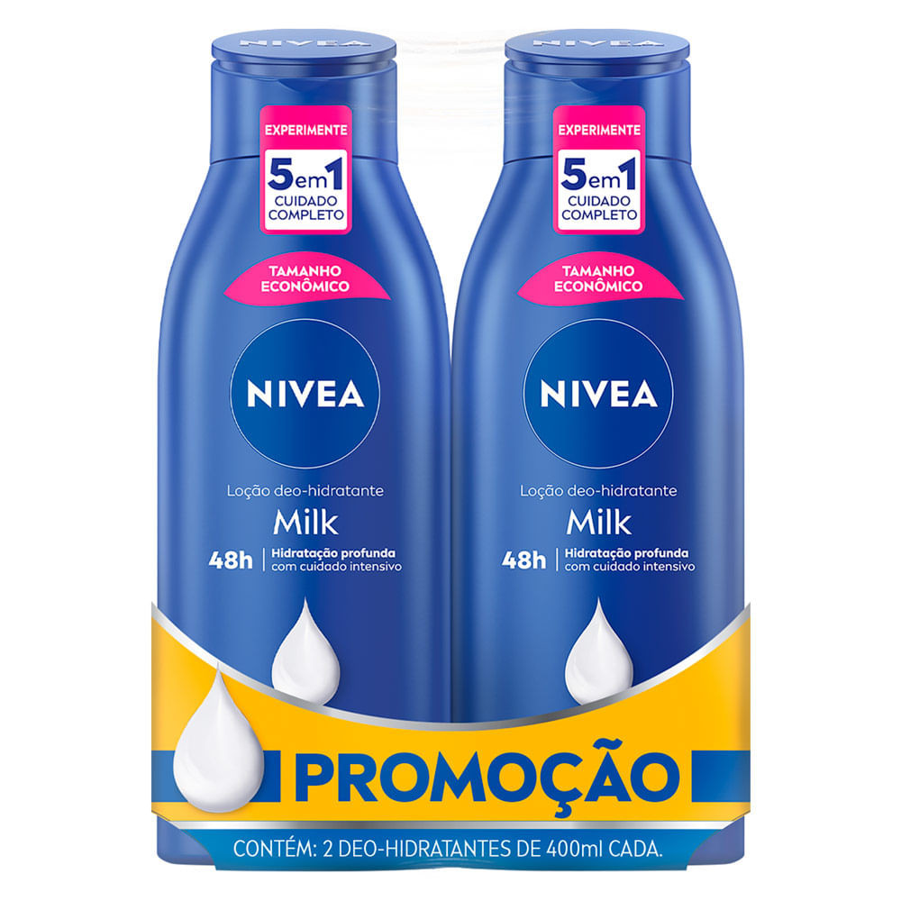 Loção Nivea Milk para Pele Seca a Extrasseca com 2 Unidades de 400ml cada - Beauty