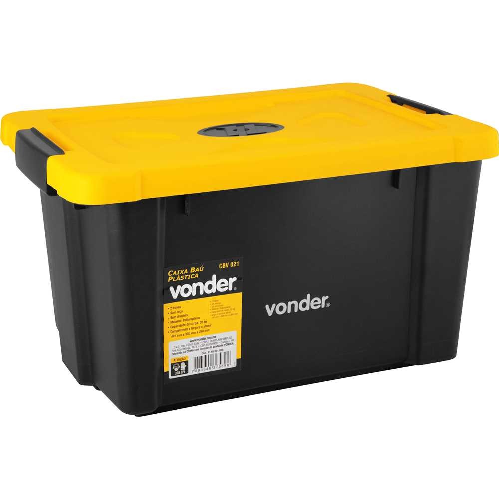 Caixa Plastica Baú Preta E Amarela CBV021 Vonder