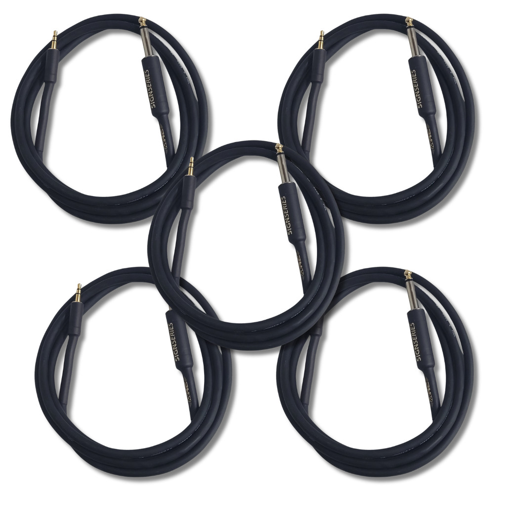 Kit 5 Cabo P2 Estereo + P10 Macho Mono 3.05m 0.30mm Dj Series Mac Cabos