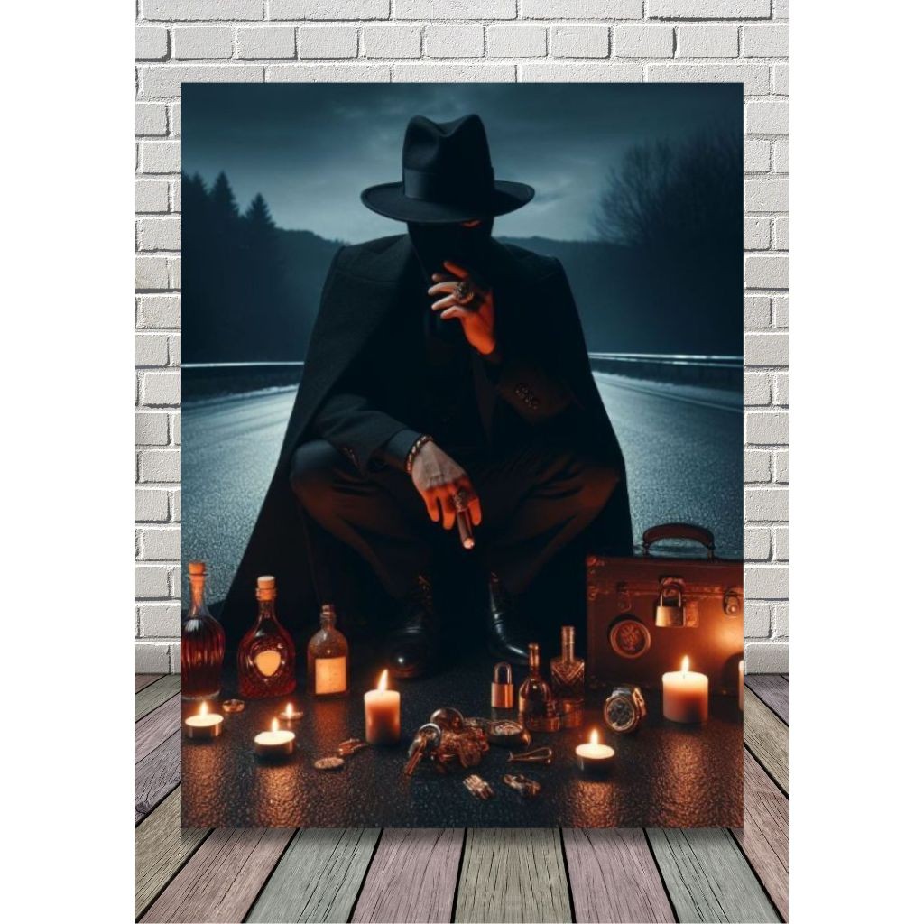 QUADRO DECORATIVO EXU TRANCA RUA DAS ALMAS UMBANDA E CANDOMBLÉ MDF COD 092 em Oferta na Shopee