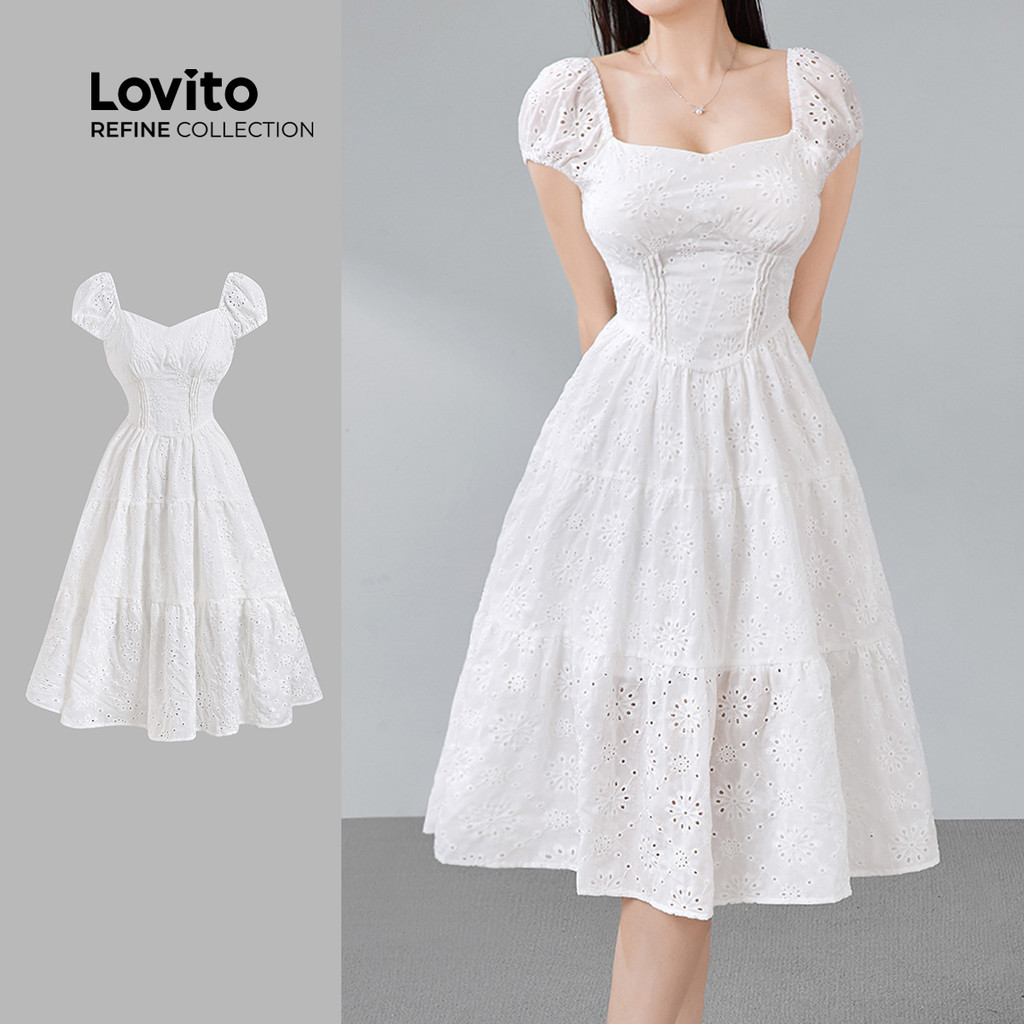 Vestido Elegante Feminino Lovito Branco na Black Friday 2025 | BuscaProdutos