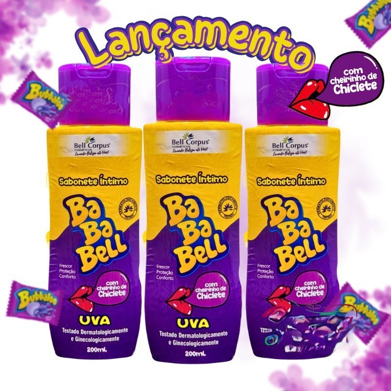 Kit c/ 3 Sabonete Líquido Íntimo Bababell Uva (Cheirinho de Chiclete) 200ml