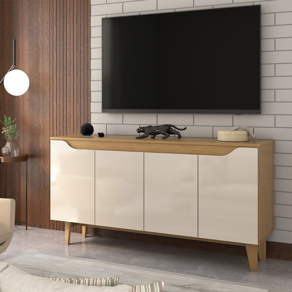 Rack para TV Até 75 Polegadas 4 Portas Royal Nature/Off White - Panorama Móveis em Oferta na Shopee