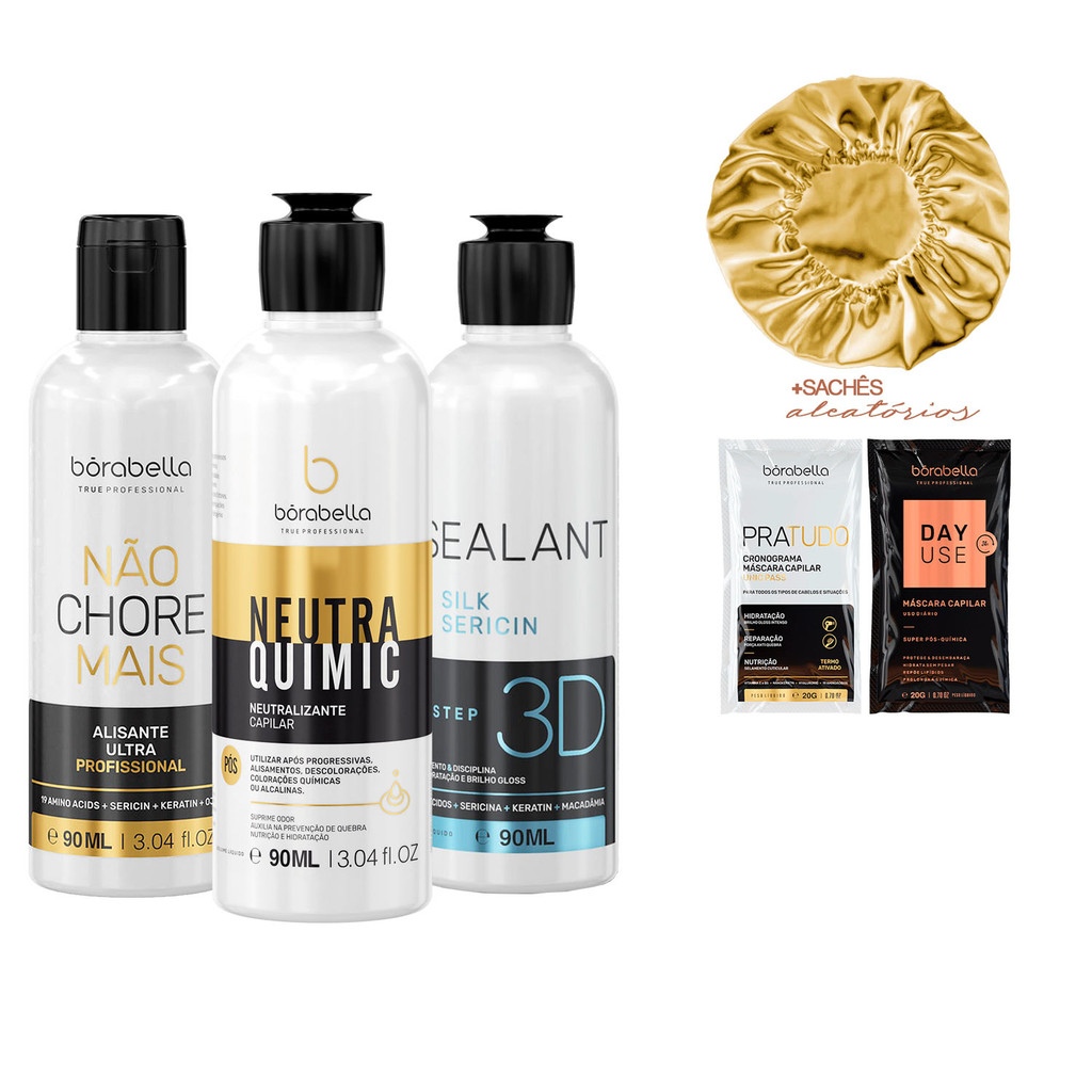 Borabella Selagem 3D + NCM P2 + Neutraliza 90ml +Sachê/Touca