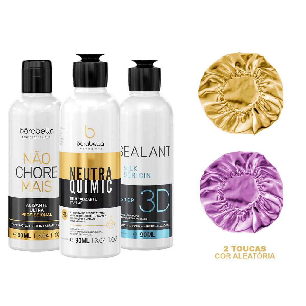 Borabella Selagem + NCM P2 + Neutra 90ml +2 Toucas Cetim