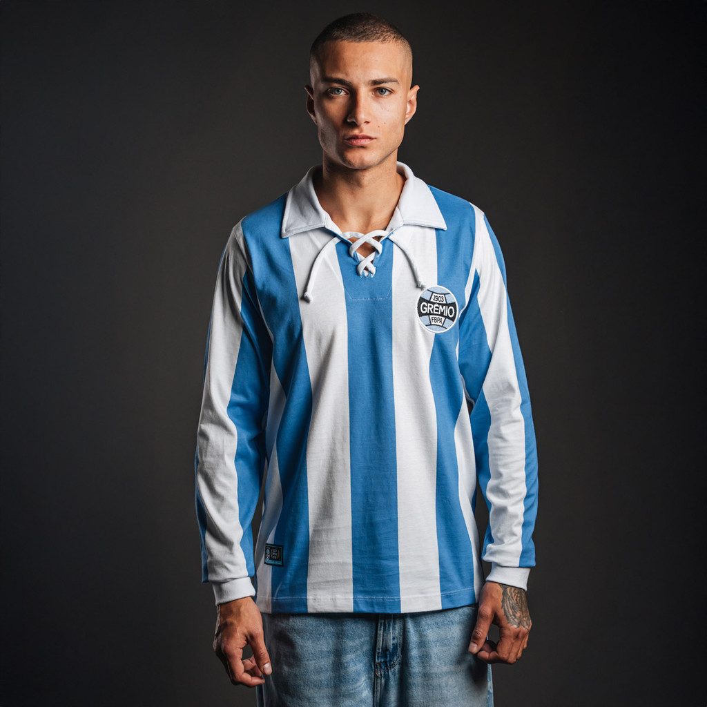 Camisa Grêmio Retrô 1917 Manga Longa Masculina Oficial