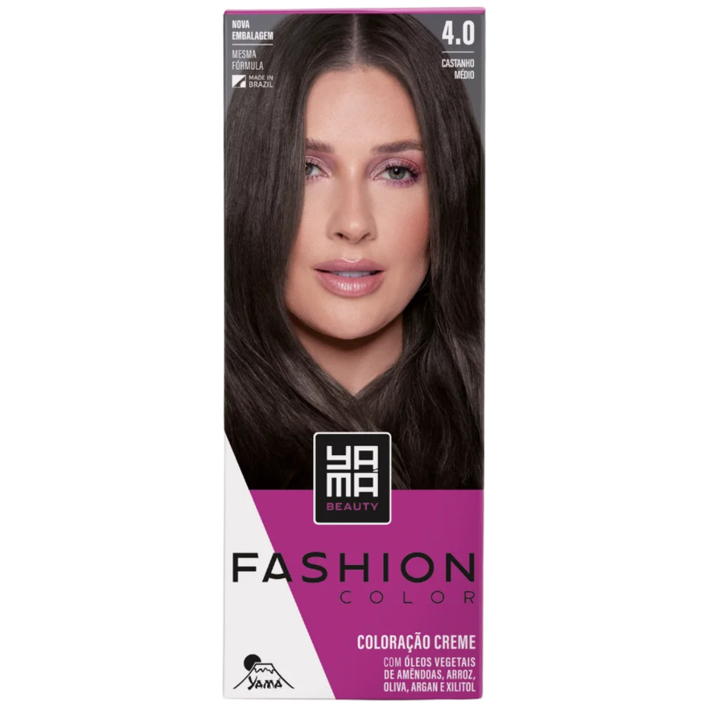 Coloração Yama Fashion Color Tintura Tinta Cabelo Creme Mini Kit 4.0 Castanho Médio