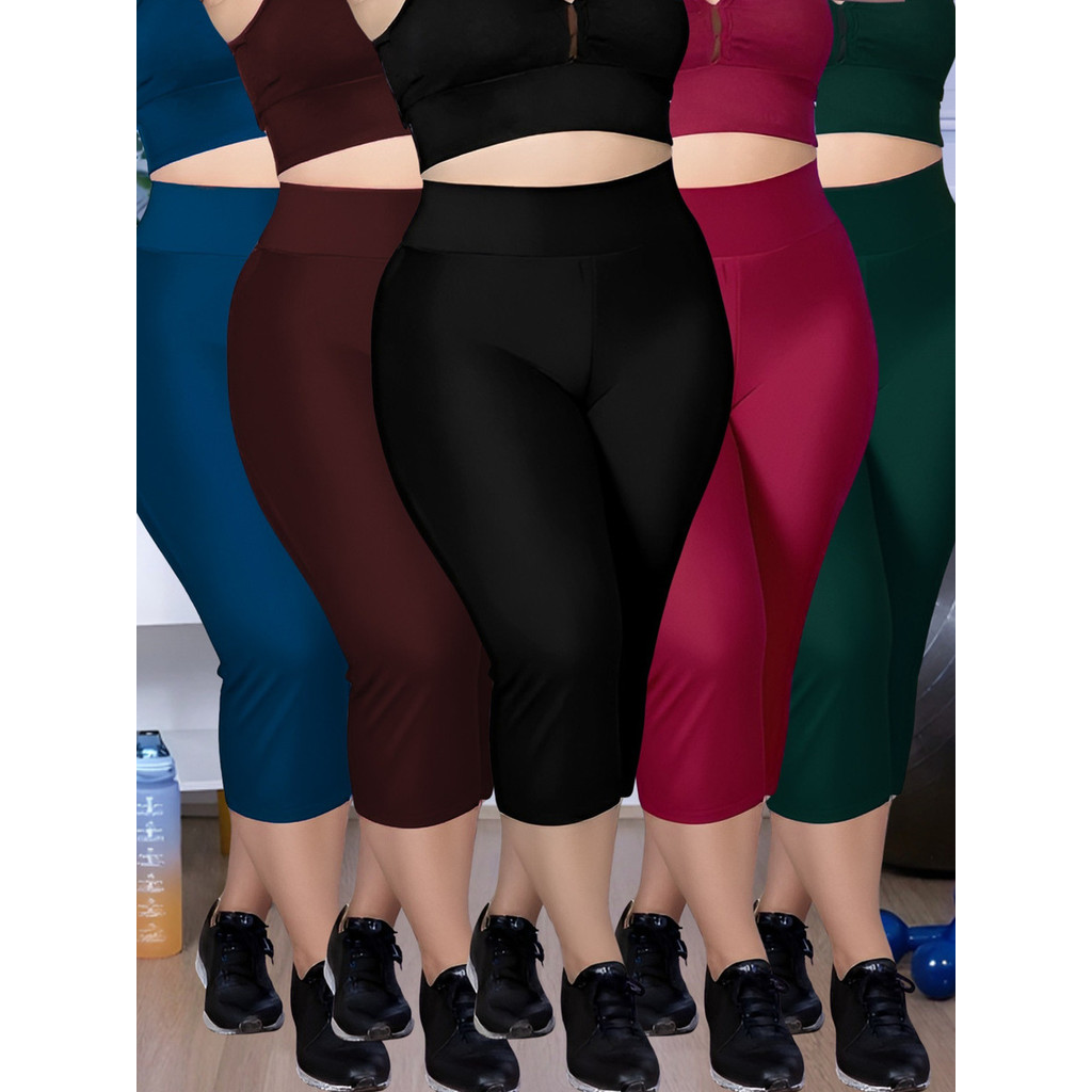 Kit 5 Calça Legging Corsario Suplex Plus Size G1 G2 G3 G4 Academia Fitness