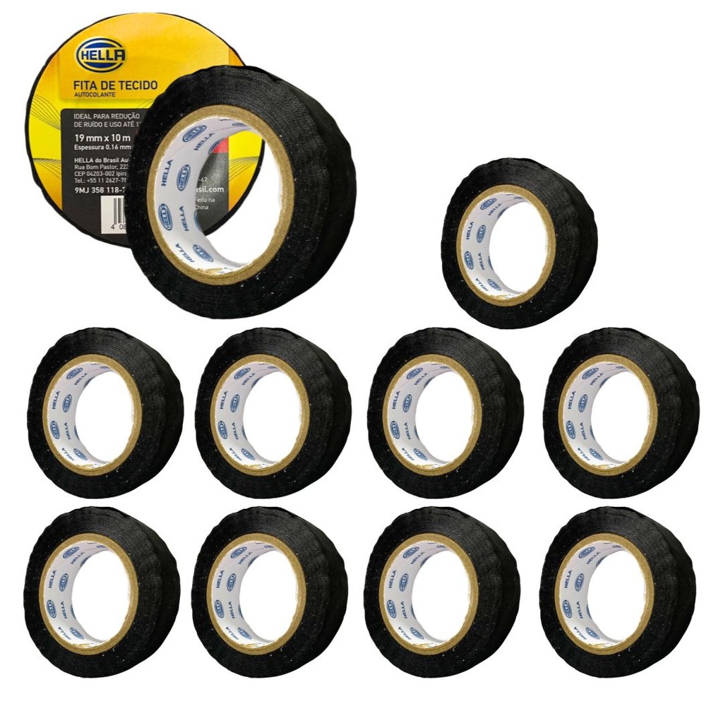 Kit 10 Fita Tecido Lona 19mm X 10Metros AntiChama Chicote Elétrico Fita Tecido AntiRuido Acabamento em Oferta na Shopee