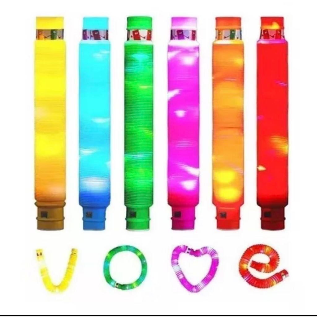 Poptube Com Led Tubo Fidget Tube Toys Folding Pop It Cor Colorido em Oferta na Shopee