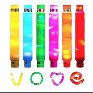 Poptube Com Led Tubo Fidget Tube Toys Folding Pop It Cor Colorido em Oferta na Shopee