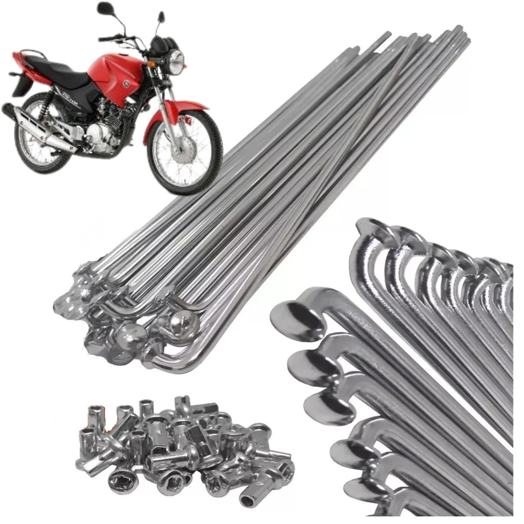 JOGO RAIO TRASEIRO 4MM CROMADO YBR125/FACTOR125/RD135 LONA