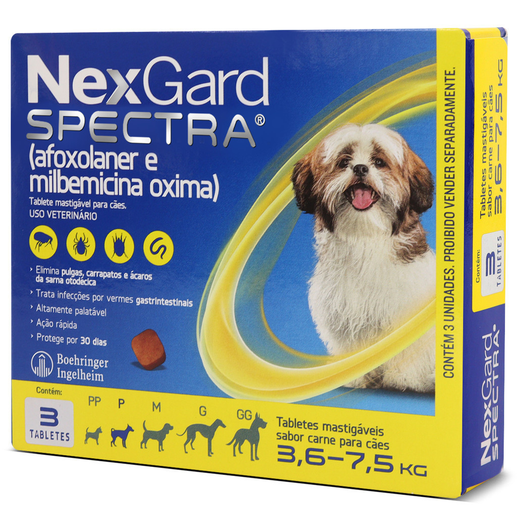 Nexgard Spectra Para Caes De 3,6 A 7,5kg 3 comprimidos em Oferta na Shopee