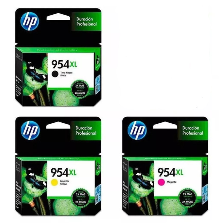 Kit Cartuchos Tinta Original Hp 954xl 7740 8710 - 03 Cores