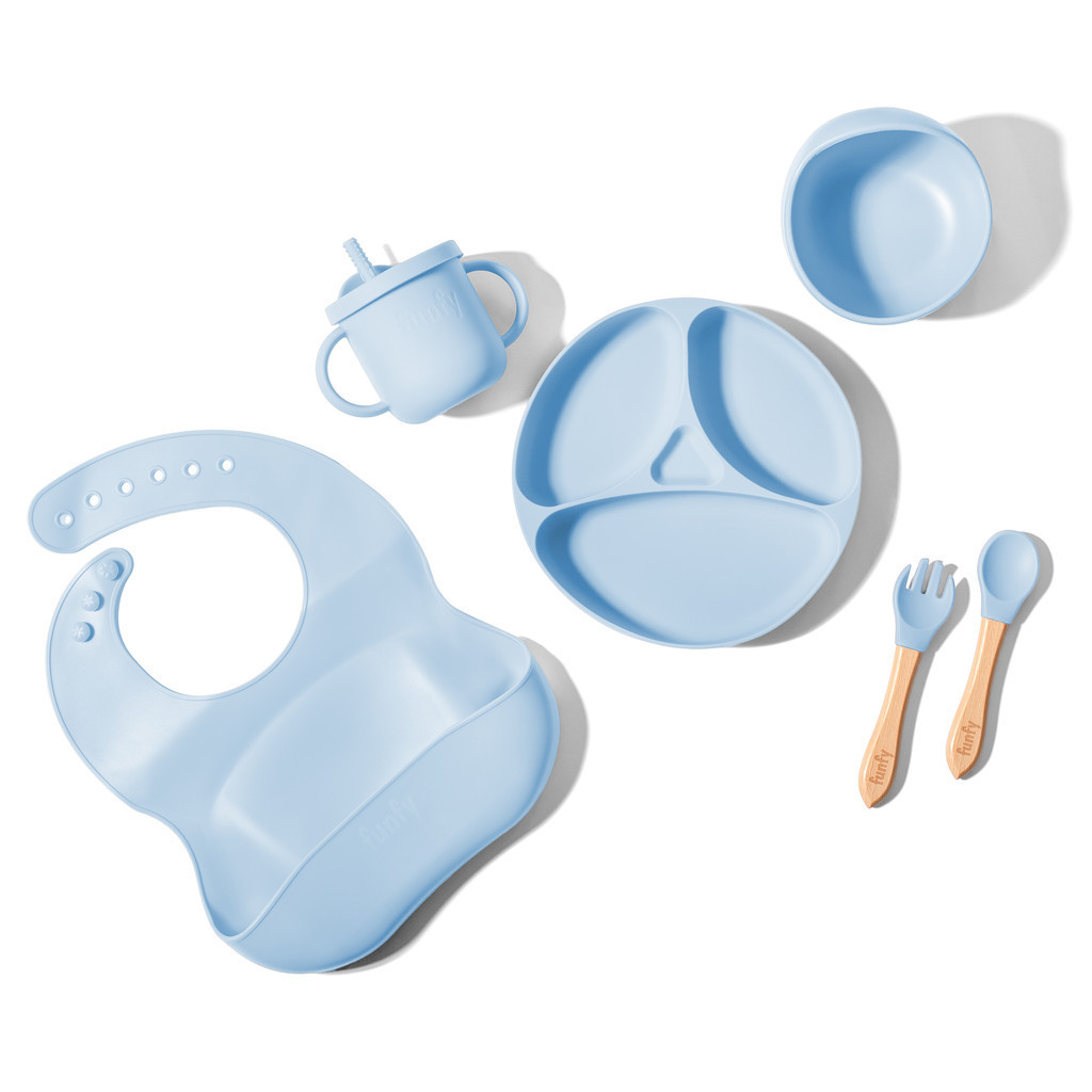 Kit Introdução alimentar Funfy Baby 6 Peças Silicone Menio  e Menina