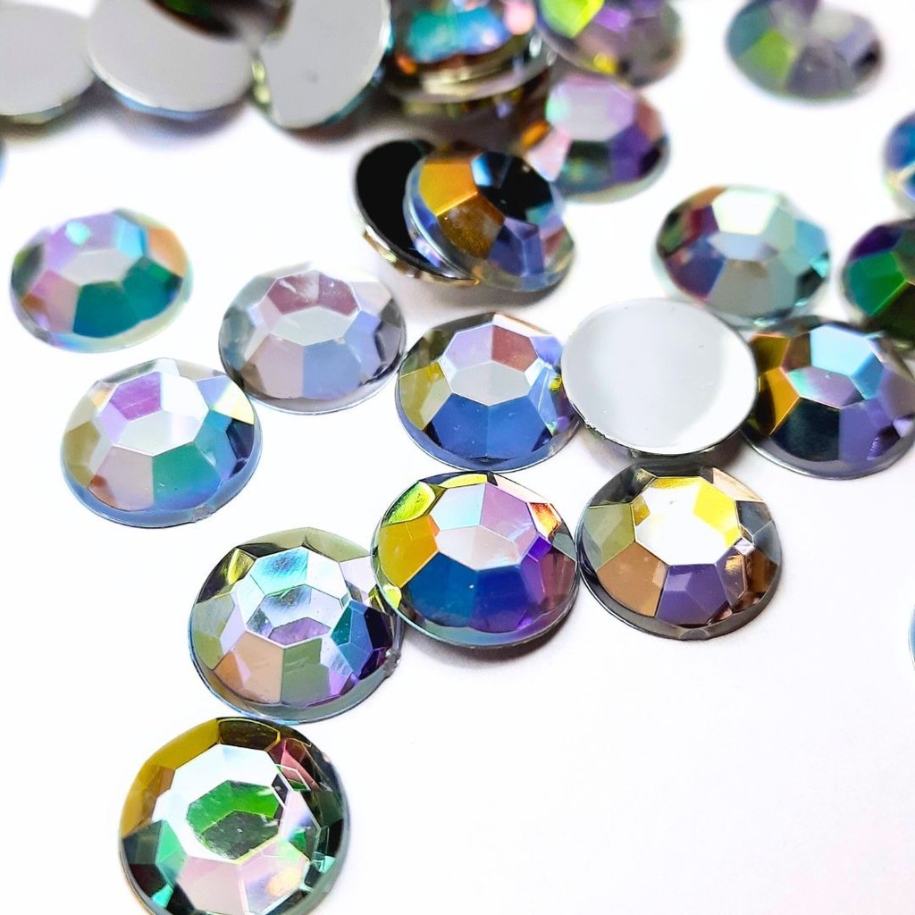 Chaton Modelo Diamante Redondo 12mm Furta Cor – Pedra Acrílica para Colagem – Base Reta — imagem 2 de 2