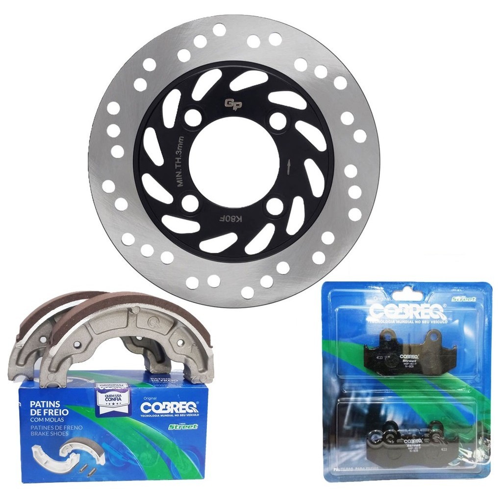 Disco de Freio Dianteiro Elite 125 Até 2024 + Pastilhas e Lonas Cobreq em Oferta na Shopee