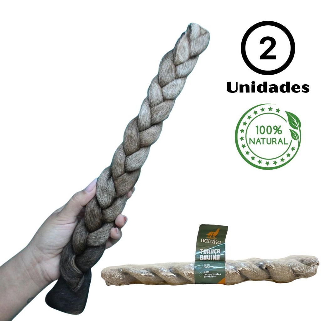 Mordedor Natural Para Cães Trança Bovina Natuka Pet G 2 Unid