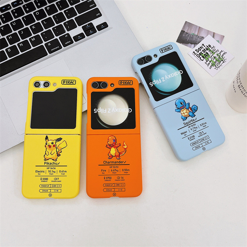 Adorável Pokémon Pikachu Cartoon Micro Matte Confortável Touch Hard Case Para Samsung Z Flip 7/6 5 4/3 Capa À Prova De C