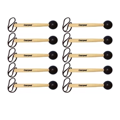 Kit com 10 Baqueta Liverpool Maçaneta para Bumbo Ponta de Borracha Marfim 275 Mm Para Bumbo MC 47