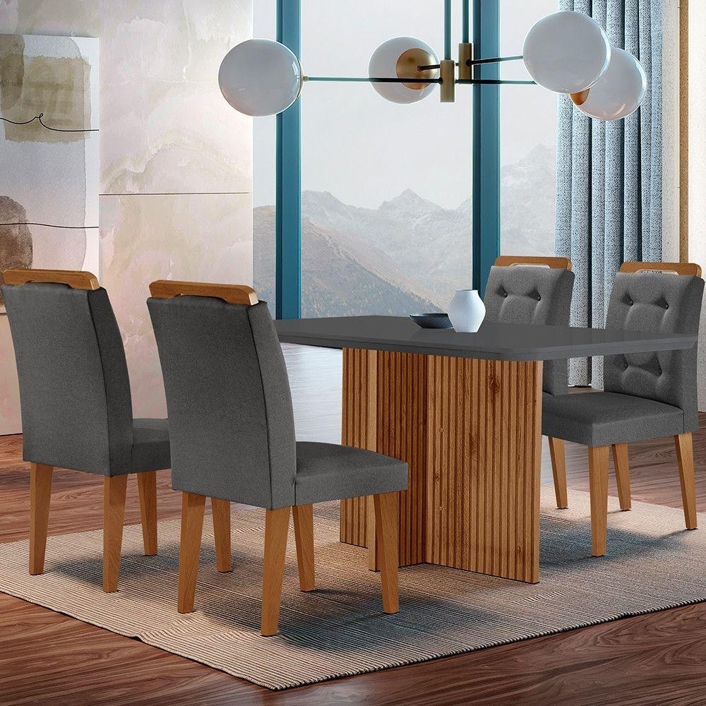 Mesa Olímpia 120cm Mdf Canto Copo Com 4 Cadeiras Carol em Oferta na Shopee