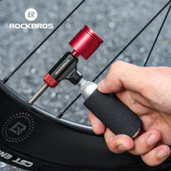 Bocal De Gás ROCKBROS CO2 Alumínio AV/FV Bicicleta De Inflação Rápida MTB Portátil Durável Bomba Cilíndrica Estrada Com Guincho De Pressão