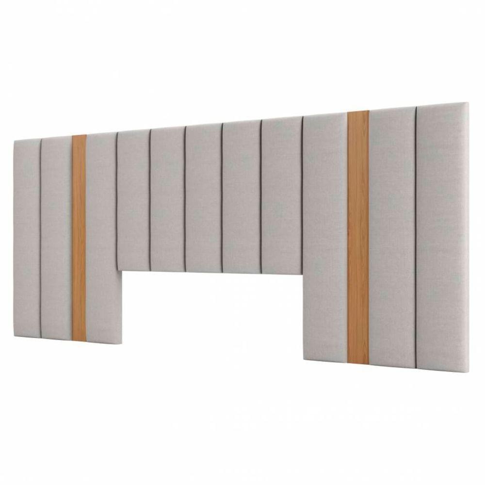 Cabeceira Estofada Para Cama De Casal 300 Cm Freijó/linho Cinza Claro Tw196 Dalla Costa em Oferta na Shopee