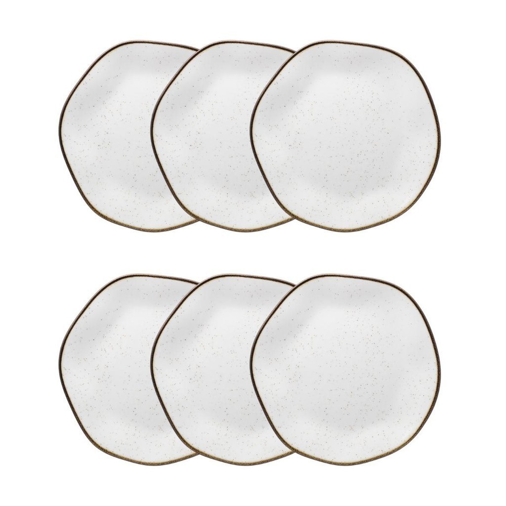 Conjunto 6 Pratos de Sobremesa 21,5 cm Ryo Maresia Porcelana Oxford