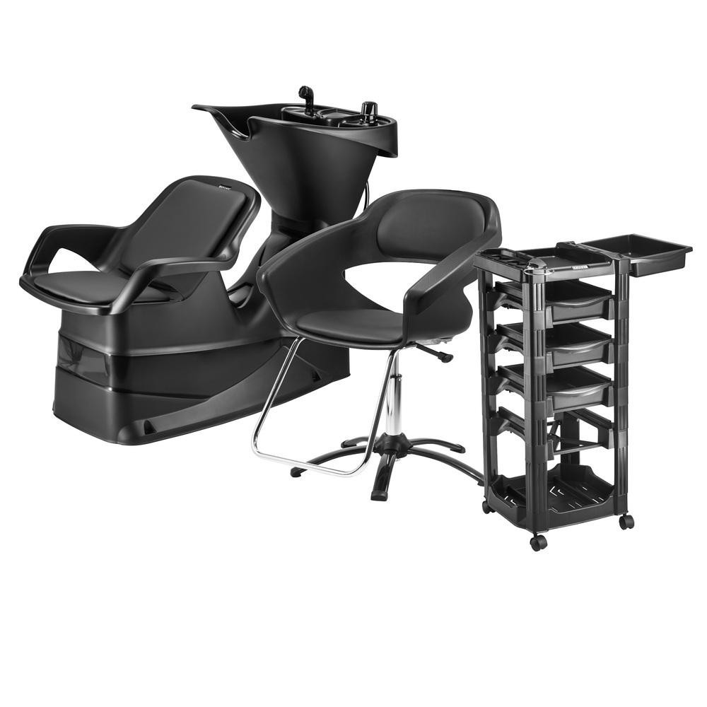 Kit de Móveis Salão de Beleza Cadeira Primma + Lavatório Champ + Carrinho Auxiliar Vegas Dompel em Oferta na Shopee