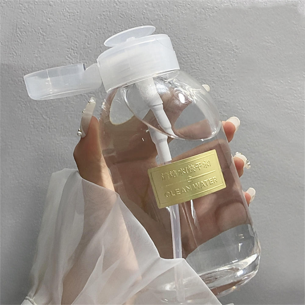 150/300/500ml Limpador De Garrafa Transparente Empurre Para Baixo Com Trava Vazia Esmalte Unhas Removedor De Maquiagem