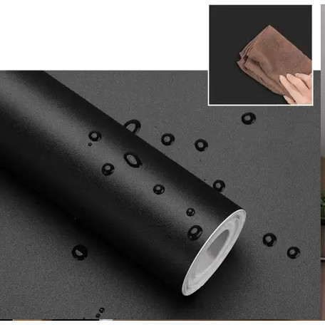 Papel adesivo de parede e envelopamento Preto fosco, 5m contact impermeável e lavável SZ-0531