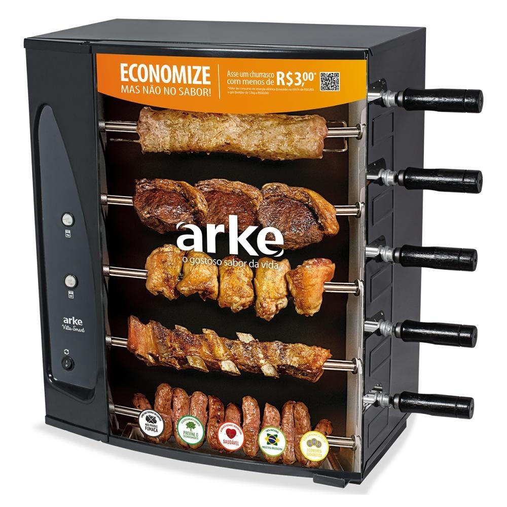 Churrasqueira Elétrica Arke Apartamento Rotativa Com 5 Espetos 110v Vitta Smart em Oferta na Shopee