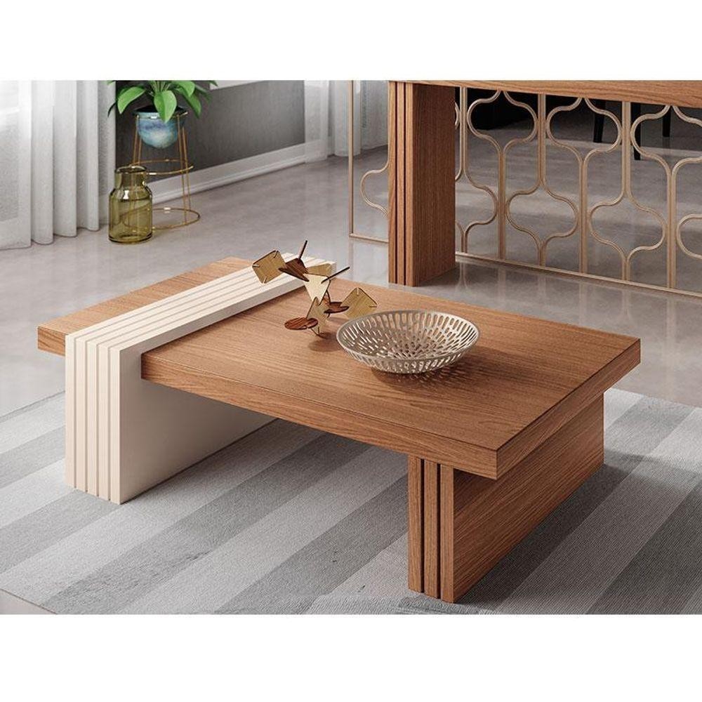 Mesa De Centro Ambiente Luna Nature Off White - Hb Móveis em Oferta na Shopee