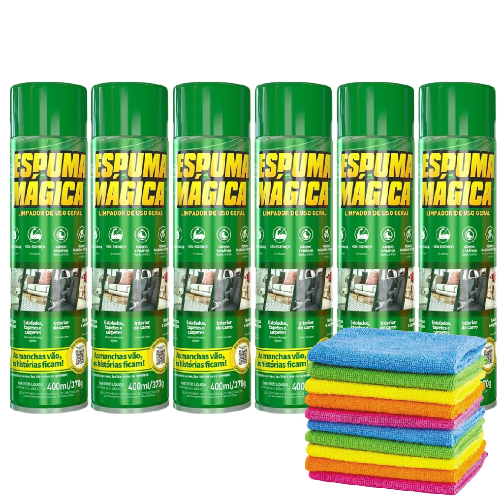 Kit C/ 6 Espuma Mágica Limpador de uso geral a seco com Pano de Microfibra em Oferta na Shopee