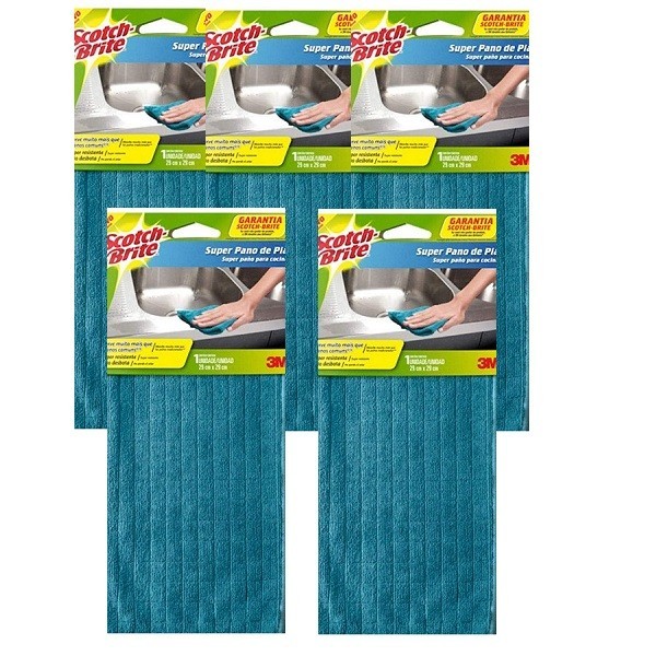 Kit 5 Super Pano de Pia SCOTCH-BRITE Azul 3M - Home & Living