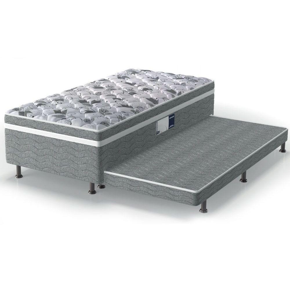 Cama Box c/Auxiliar Conjugado Solteiro: Colchão Ortopédico D28 ProDormir Advanced Pillow Gray (88x188x43) Probel - Home & Living