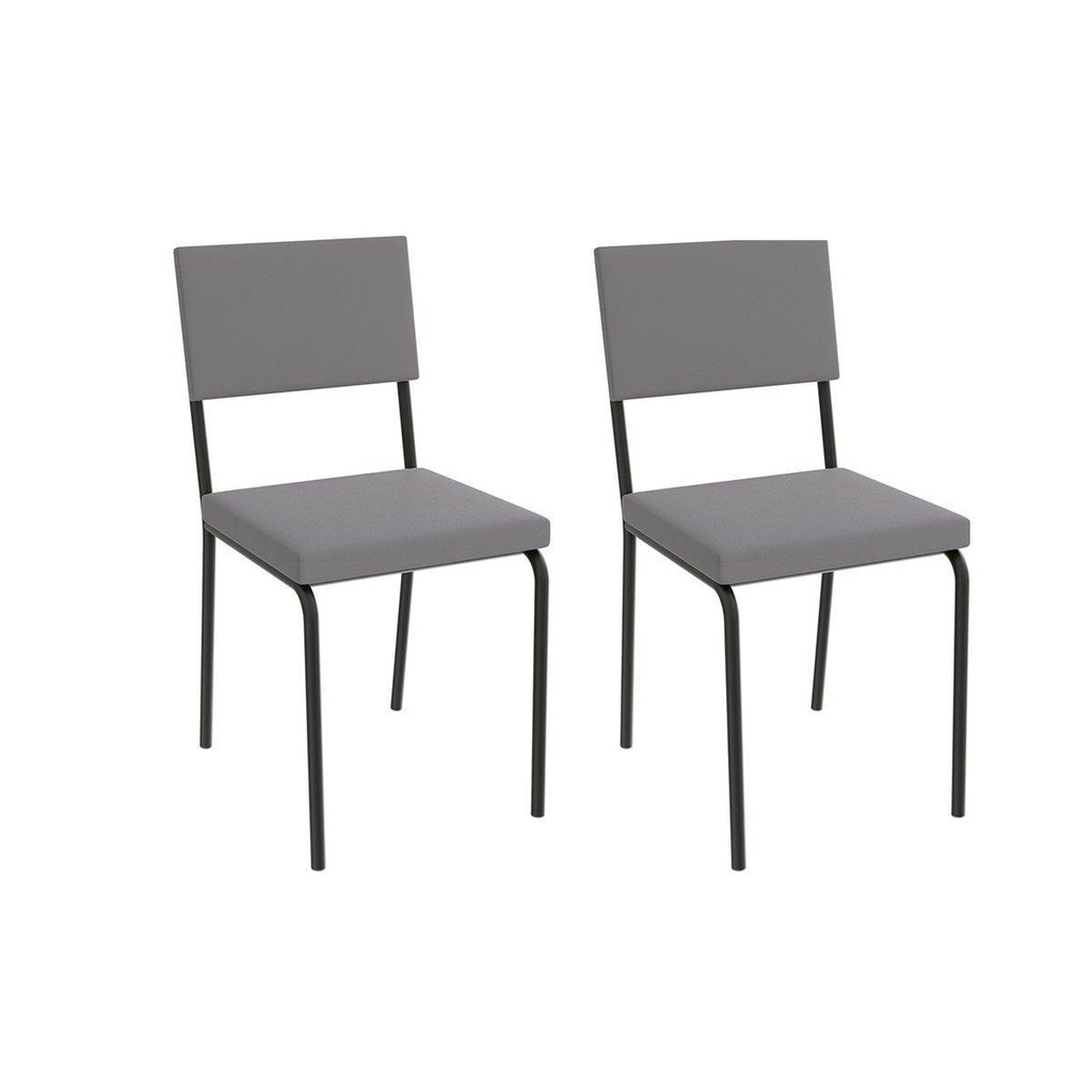 Cadeira Sala de Jantar Zaria 2C128 Aço Kit 2 Uni Preto Fosco/Cinza A050 Suede Veludo - Kappesberg em Oferta na Shopee