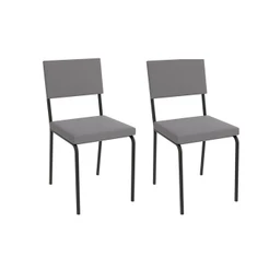 Cadeira Sala de Jantar Zaria 2C128 Aço Kit 2 Uni Preto Fosco/Cinza A050 Suede Veludo - Kappesberg