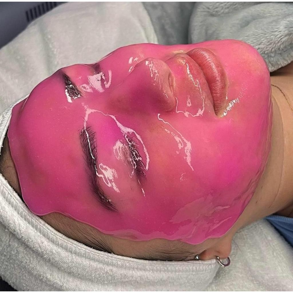 PINK HOLLYWOOD PEEL FACE MASK SKINCARE RENDE ATÉ 14 JELLY MASK NO ROSTO