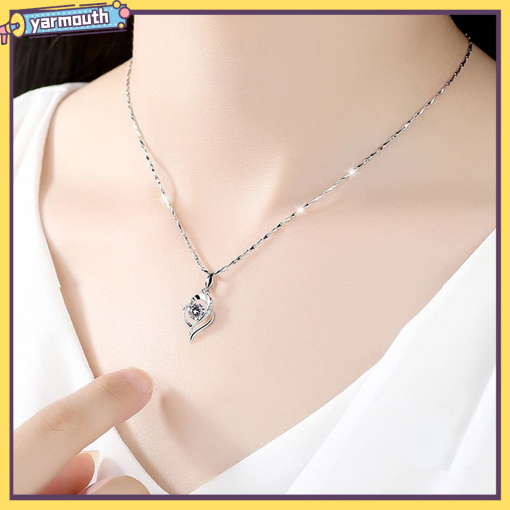 Bag Pendant Lady Romantic Heart Necklace for Women Valentine's Day Gift Cubic Zirconia Love Jewelry Prom Party Clavicle Southeast Asian Style