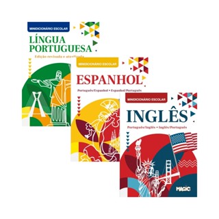 Kit 3 Dicionários - Português - Inglês/Português - Espanhol/Português em Oferta na Shopee