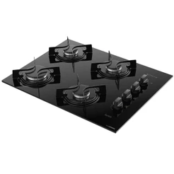 Fogão Cooktop 4 Bocas Atlas U Top Mesa de Vidro Bivolt Preto