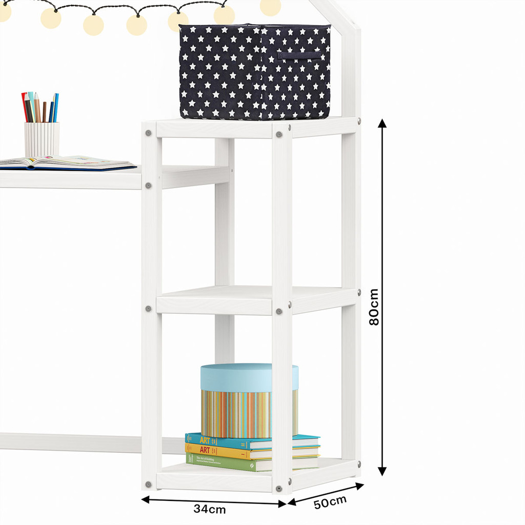 Detalhes do Mesa Escrivaninha Branco Infantil Madeira Montessori 3 Prateleiras Nivia