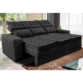 Sofá 3 Lugares Retrátil e Reclinável Cama inBox Senses 2,00m Velusoft Preto em Oferta na Shopee