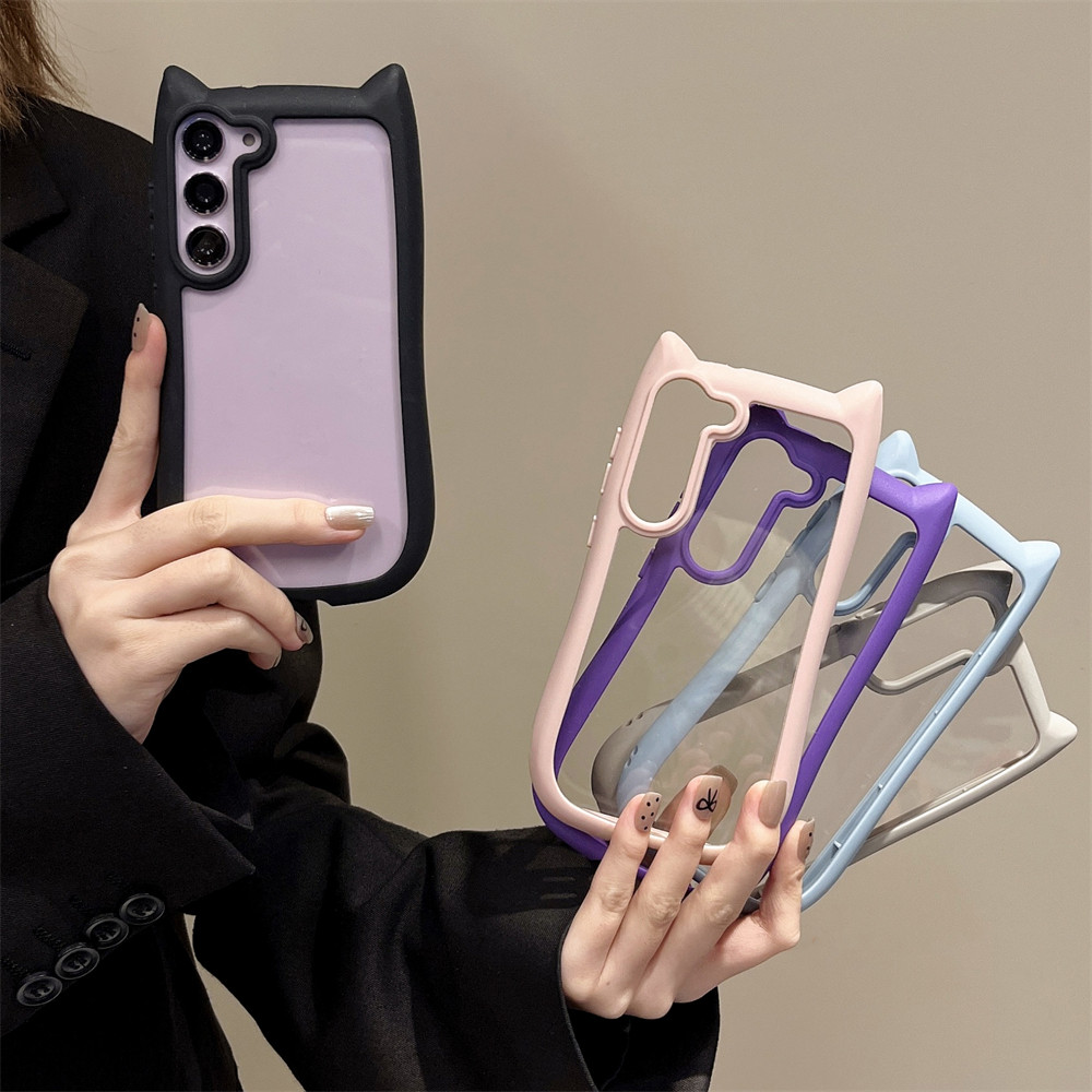 Capa De Orelha De Gato 3D Transparente Para Samsung Galaxy S23…