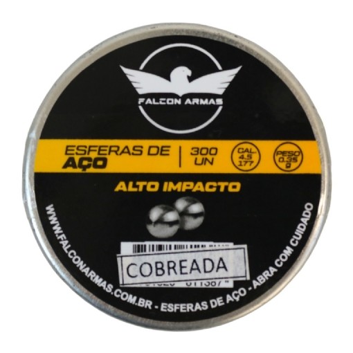 Esfera de Aço Falcon Armas 4,5mm 0,35g com 300 Unidades - Cobreada em Oferta na Shopee