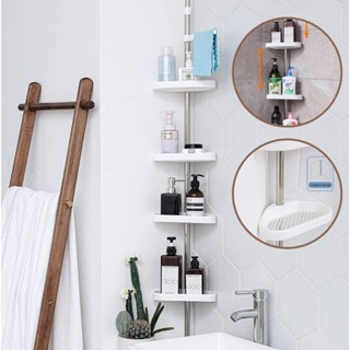 Prateleira Ate 3,20m De Canto do Banheiro Telescópico Chuveiro Piso Ajustável Teto 4 Bandejas Cantoneira em Oferta na Shopee