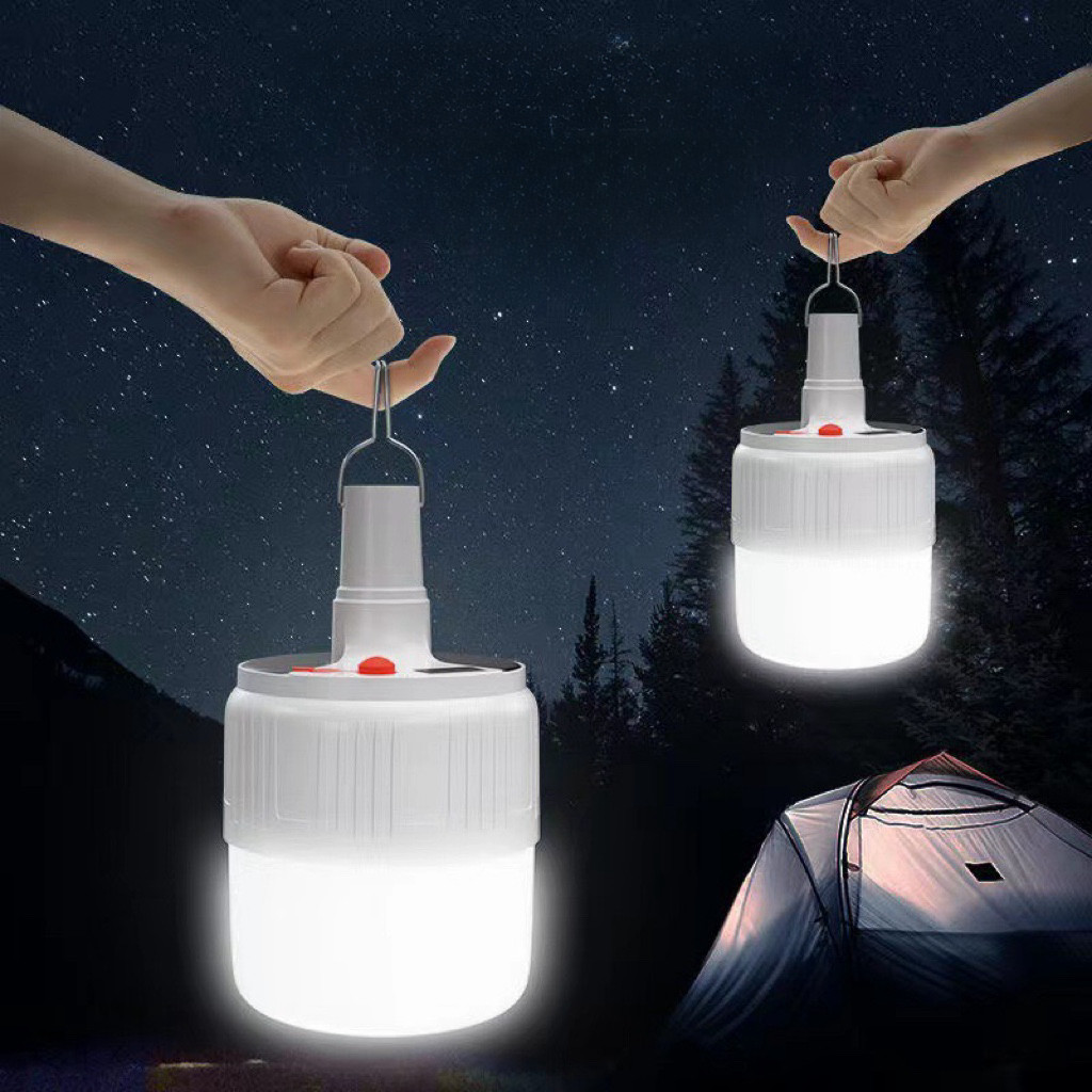 Lâmpada emergência Lanterna Solar Bateria Recarregável 5 Niveis De Luz Camping Com Gancho Economia de energia emergência