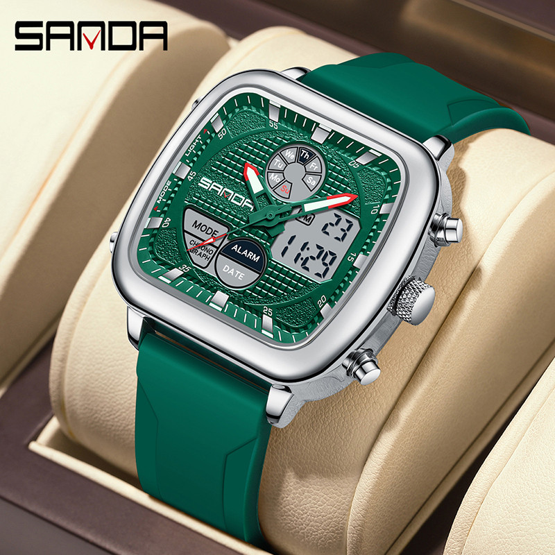 SANDA Creative Retro Multi Funcional display Dial Relógio Masculino Eletrônico De Quartzo Moderno SD9101-3